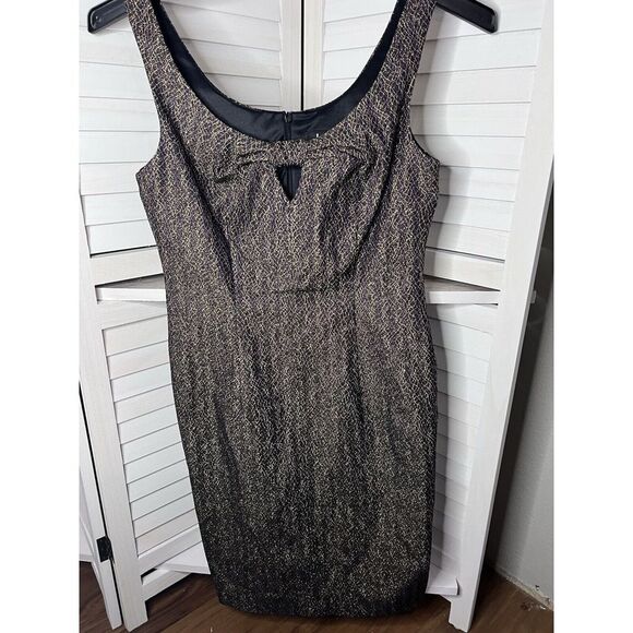 Gorgeous David Meister Metallic Textured Cocktail Evening Dress Size 5 EUC! - Picture 1 of 7